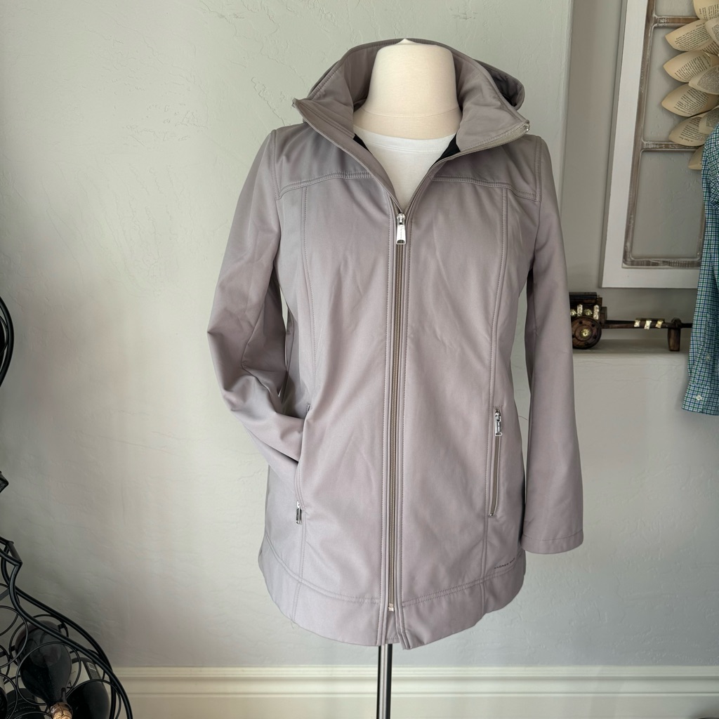 Andrew Marc Jacket Womens Gray Water Repellent 4 Way Stretch Detachable Hood Xl